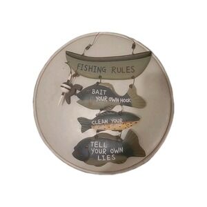 Fishing Rules Wood Sign 12" Long X 7" Wide